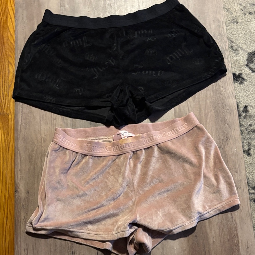 Juicy Couture Black and Pink Velour Shorts Duo